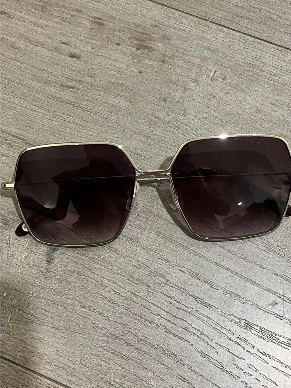 Garett Leight Women’s Square Gradient Sunglasses - Silver Frame, Dark Gray Lense